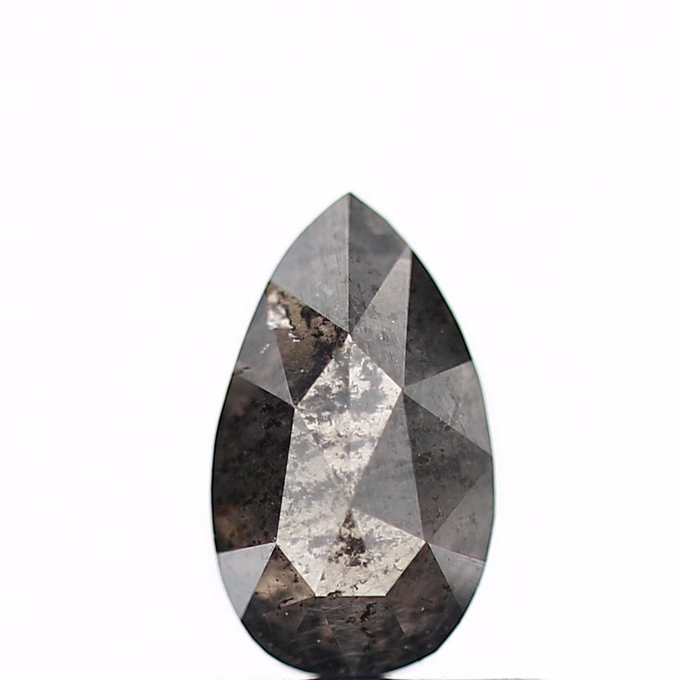0.53 Carat Natural Pear Rose Cut Gray Salt and Pepper Diamond SDM166