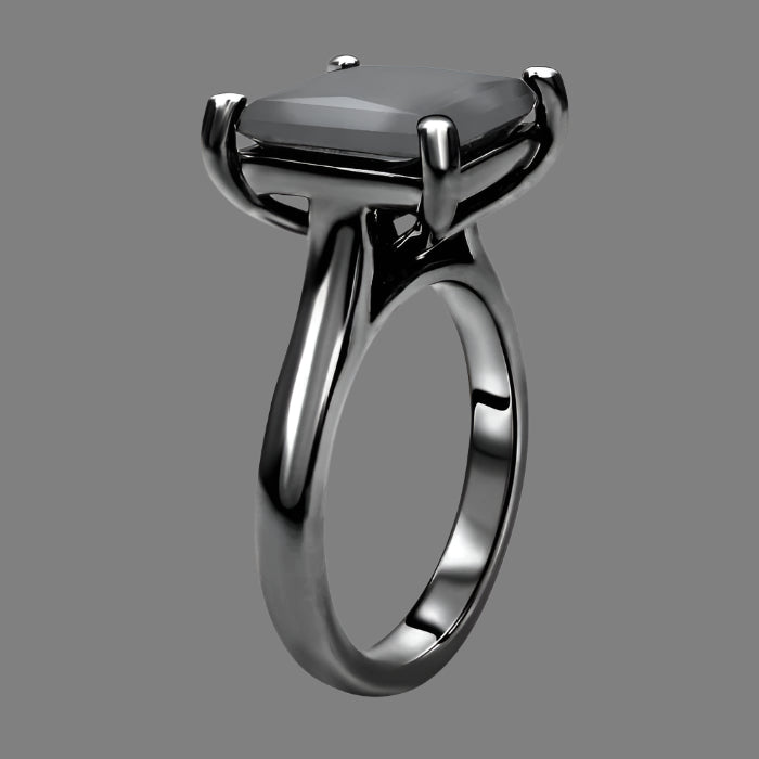 Black Princess Cut Solitaire Diamond Engagement Ring 14K Black Gold 5ct