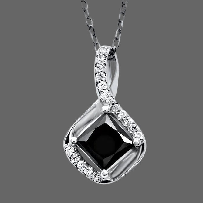 Black diamond pendant on a white background