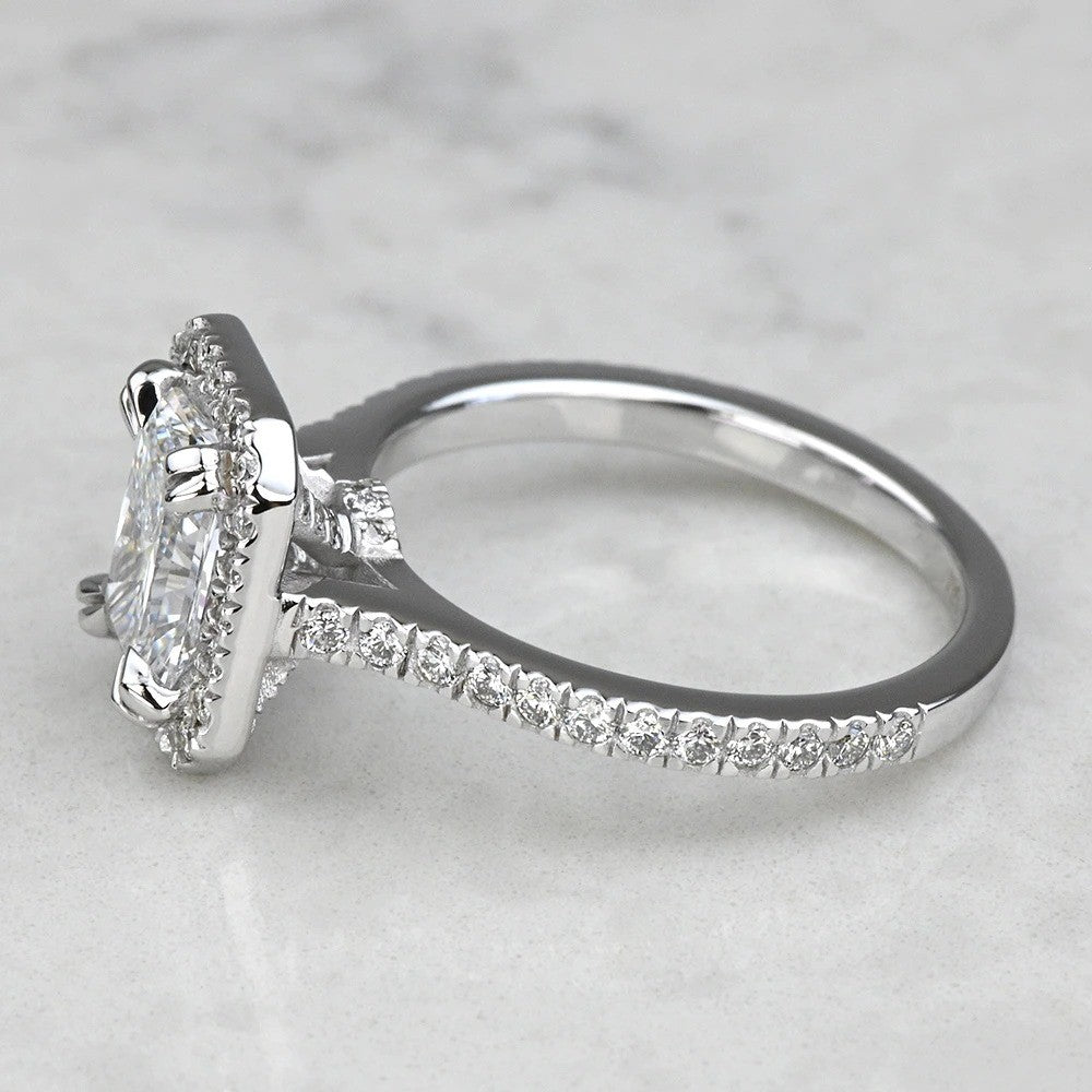 1 Carat Lab Grown Radiant Diamond Halo Engagement Ring