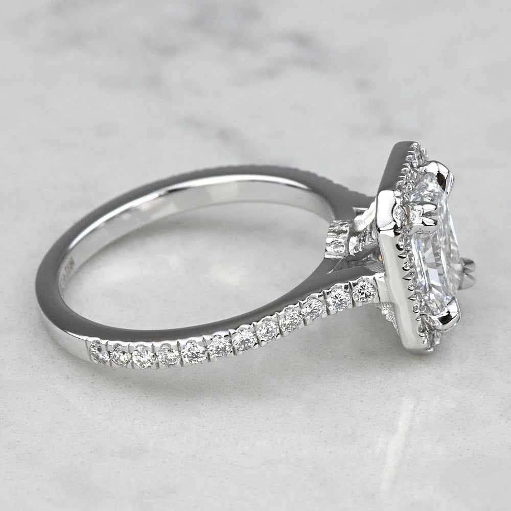 1 Carat Lab Grown Radiant Diamond Halo Engagement Ring
