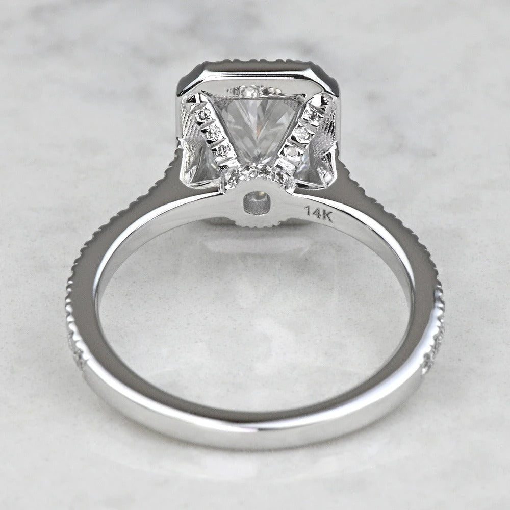 1 Carat Lab Grown Radiant Diamond Halo Engagement Ring