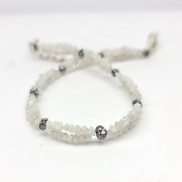 Rough Diamond Beads Bracelet Silver Clasp
