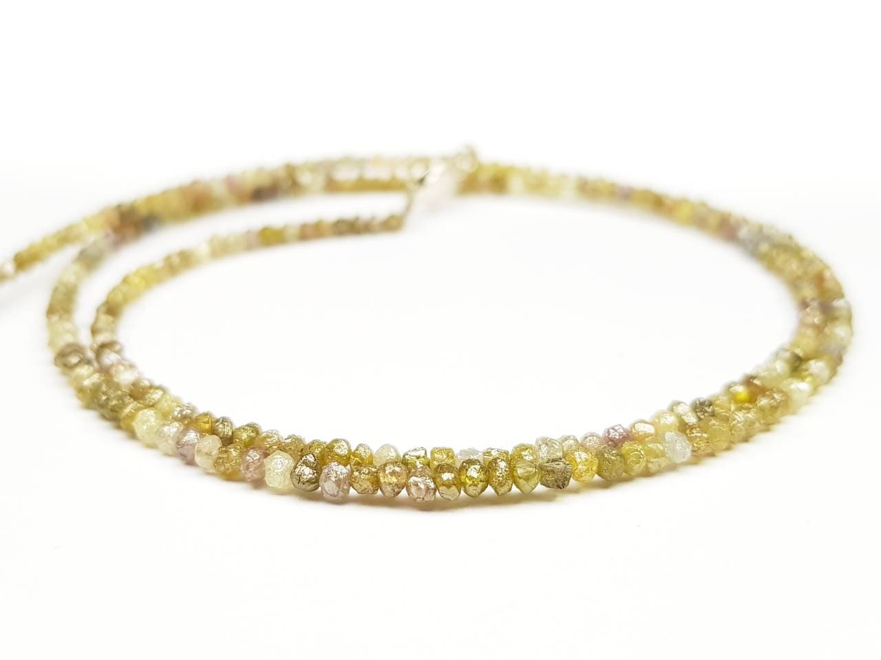 15 Carat Natural Yellow Rough Diamond Beads Necklace With Silver Clap