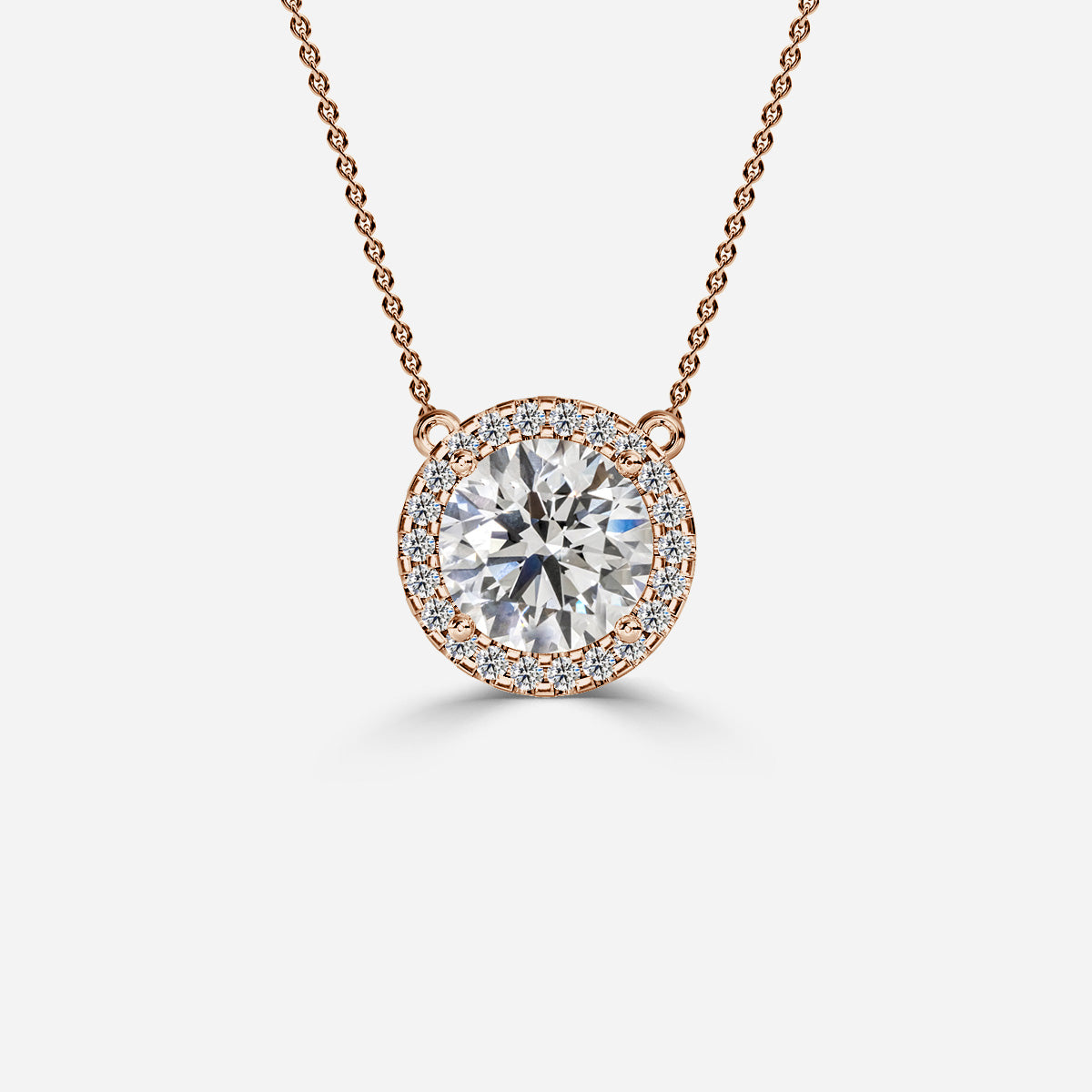 Round Diamond White Gold Halo Pendant 14k/18k Gold E/VS1