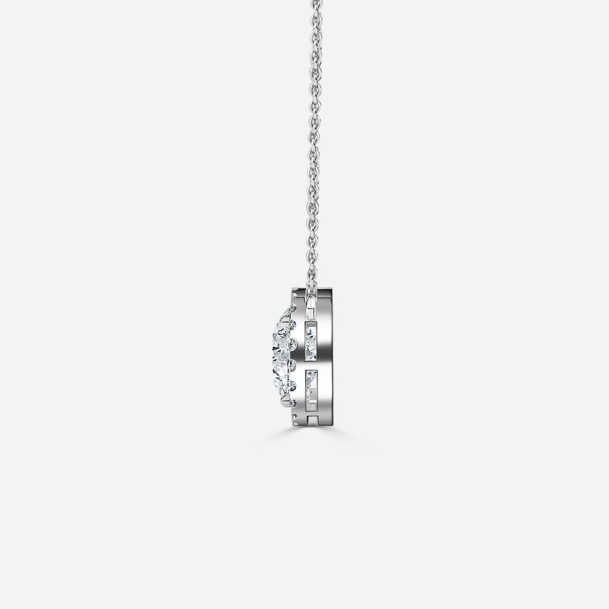 Round Diamond White Gold Halo Pendant 14k/18k Gold E/VS1