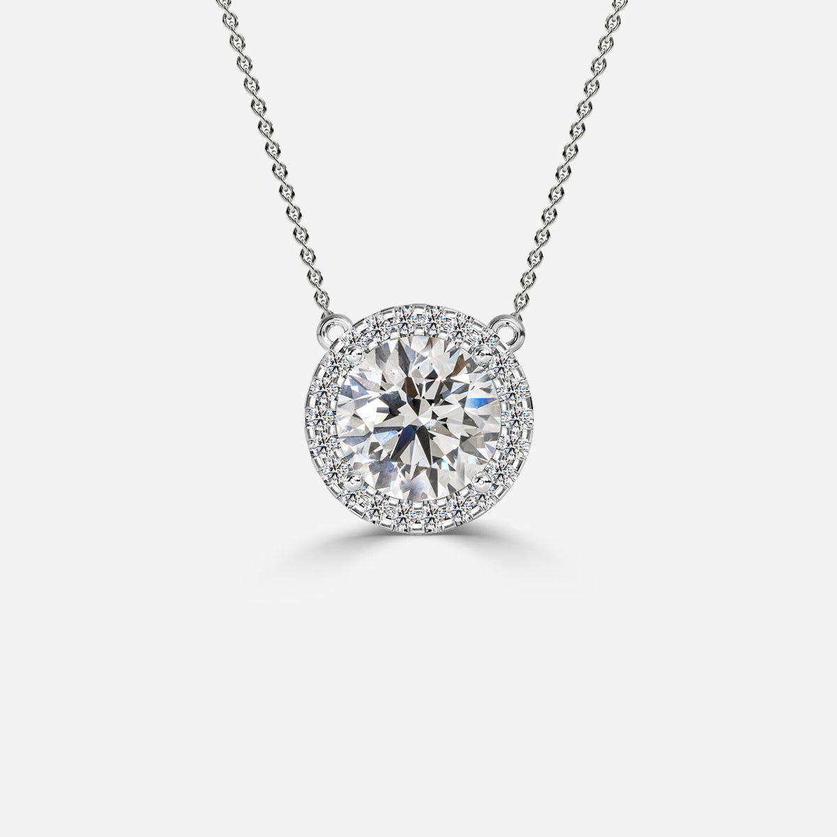 Round Diamond White Gold Halo Pendant 14k/18k Gold E/VS1