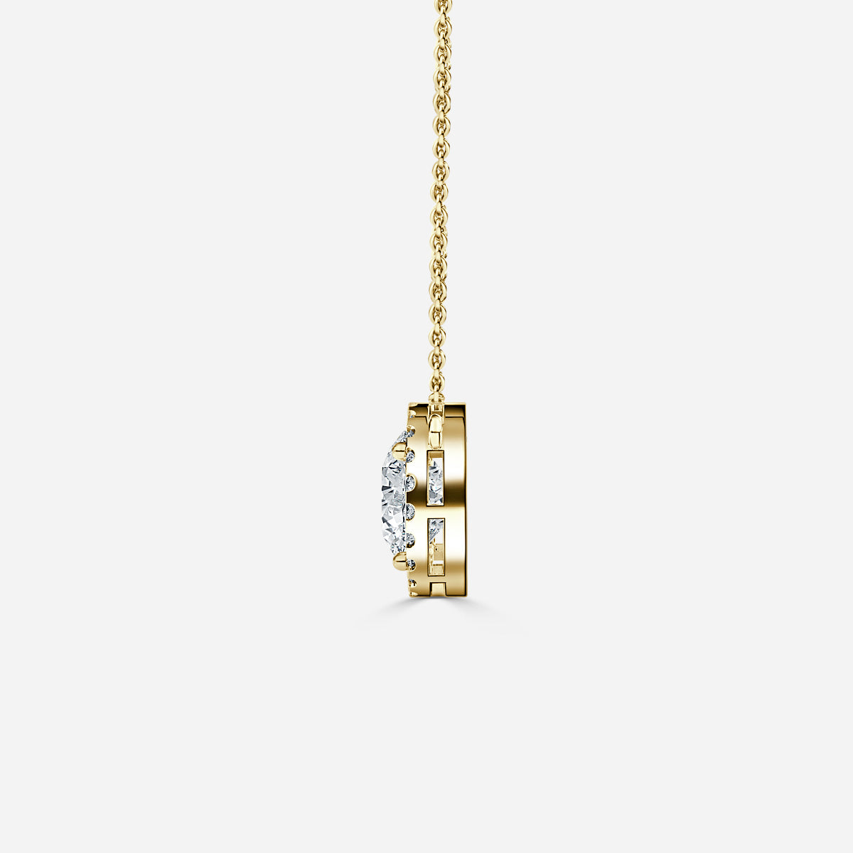 Round Diamond White Gold Halo Pendant 14k/18k Gold E/VS1