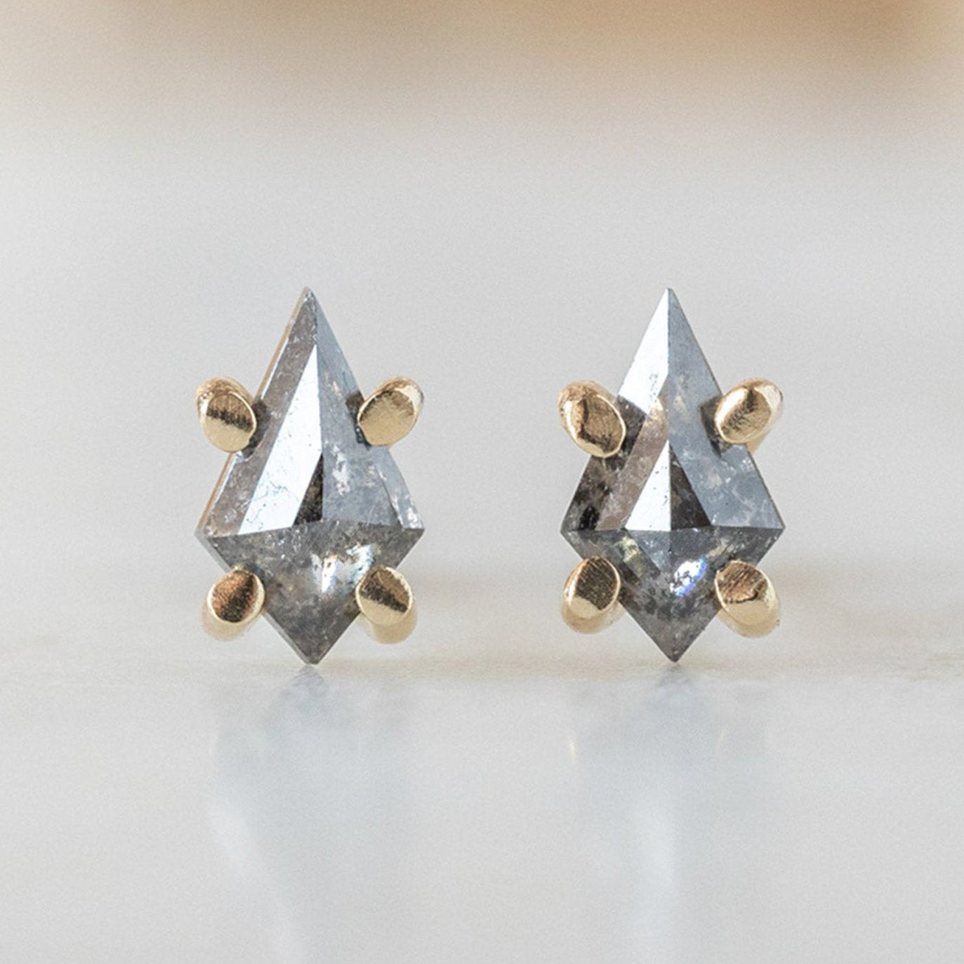 0.70 Carat Salt and Pepper Kite Diamond Earrings