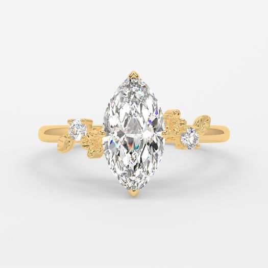 18k Yellow Gold 1 Carat Marquise Engagement Ring Sage
