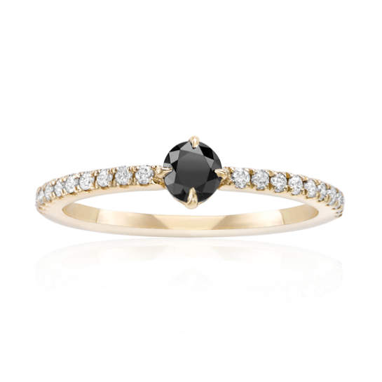 Lotus Pave Black and White Diamond Ring 14k Rose Gold - Blackdiamond