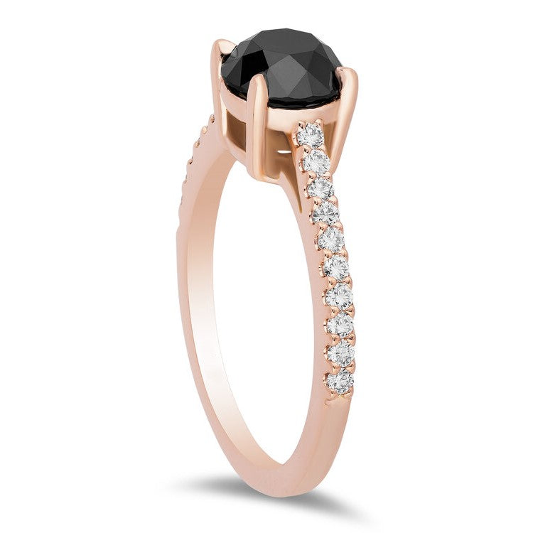 The Tiffany Round Black and White Diamond Ring - Blackdiamond