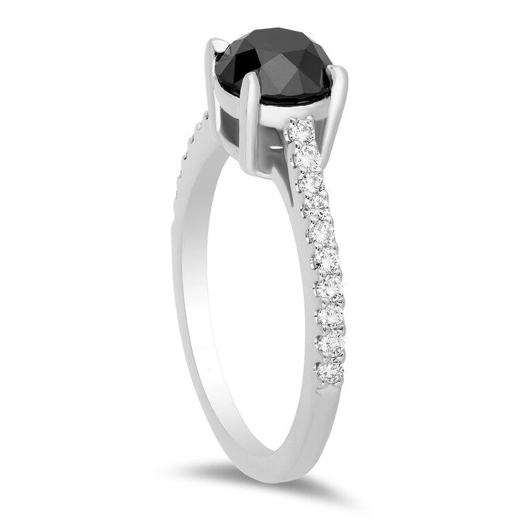 The Tiffany Round Black and White Diamond Ring - Blackdiamond