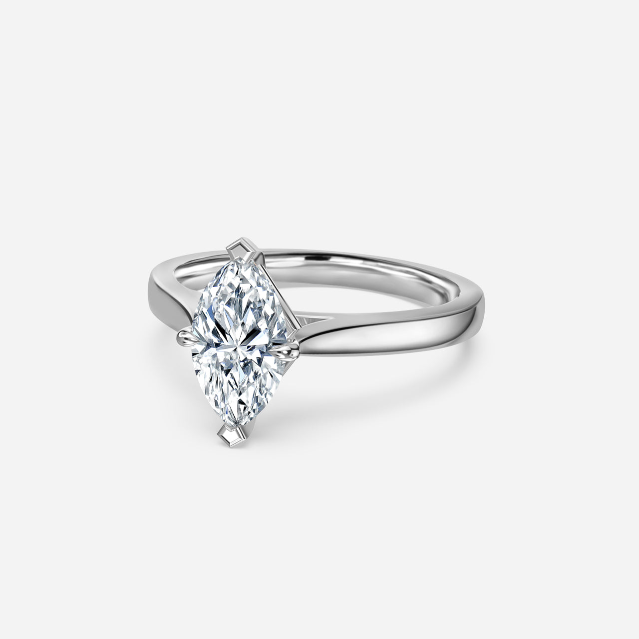 18k White Gold 1ct D VVS1 Marquise Engagement Ring Rose