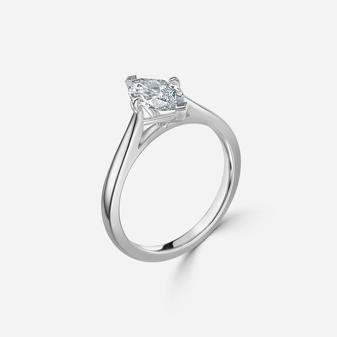 18k White Gold 1ct D VVS1 Marquise Engagement Ring Rose