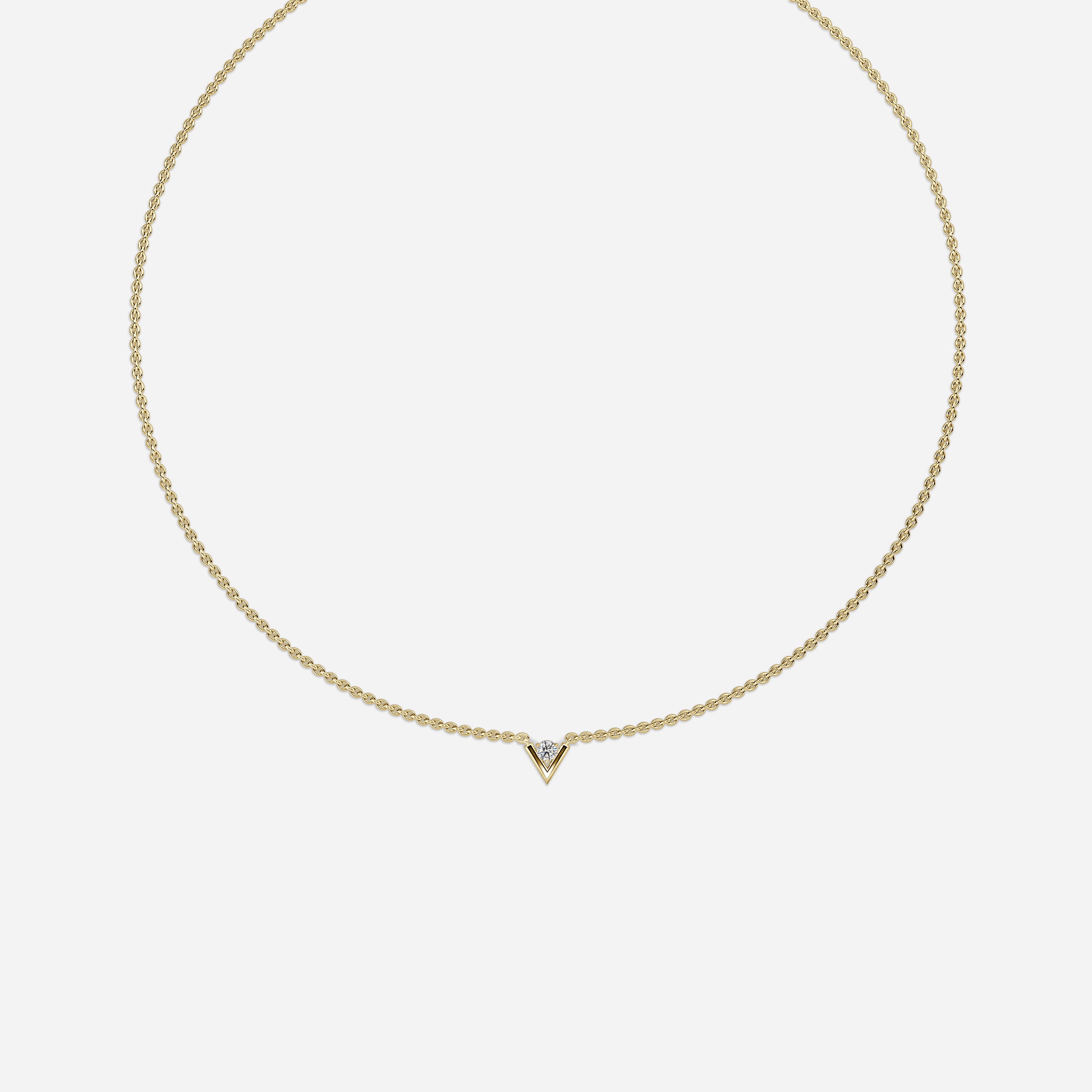 V Solitaire Necklace In 14k/18k Yellow Gold 0.25 Ct