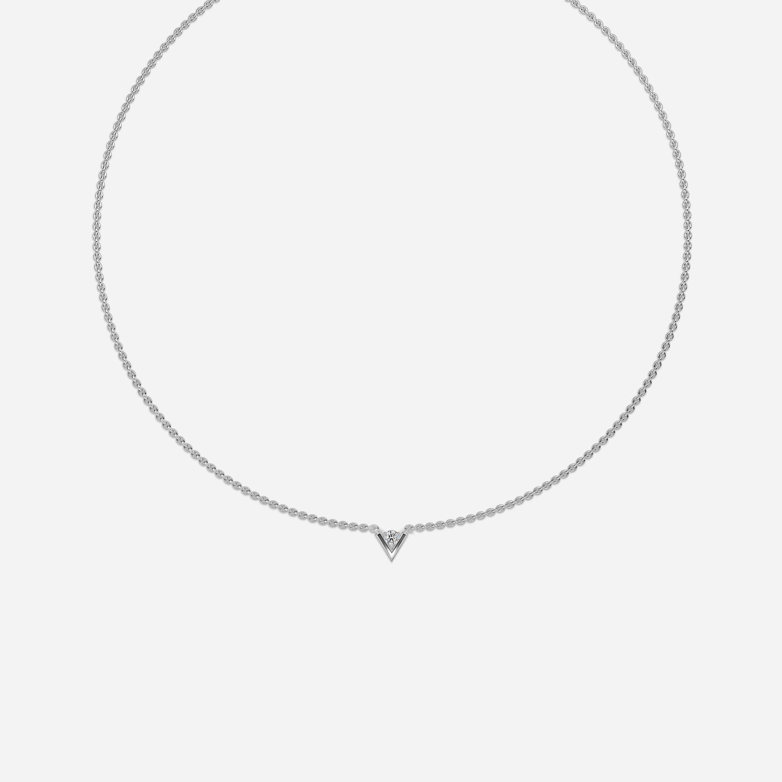 V Solitaire Necklace In 14k/18k Yellow Gold 0.25 Ct