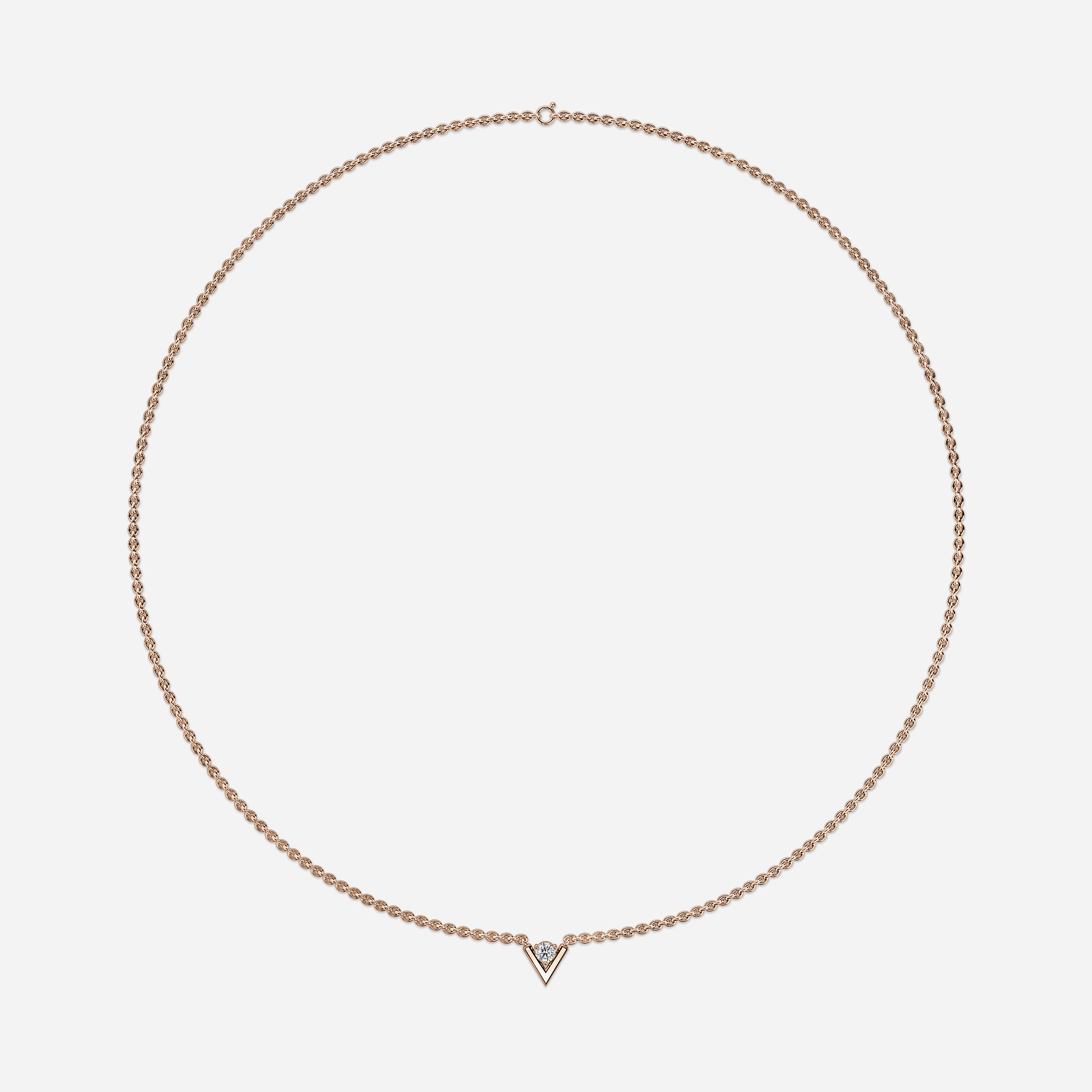 V Solitaire Necklace In 14k/18k Yellow Gold 0.25 Ct
