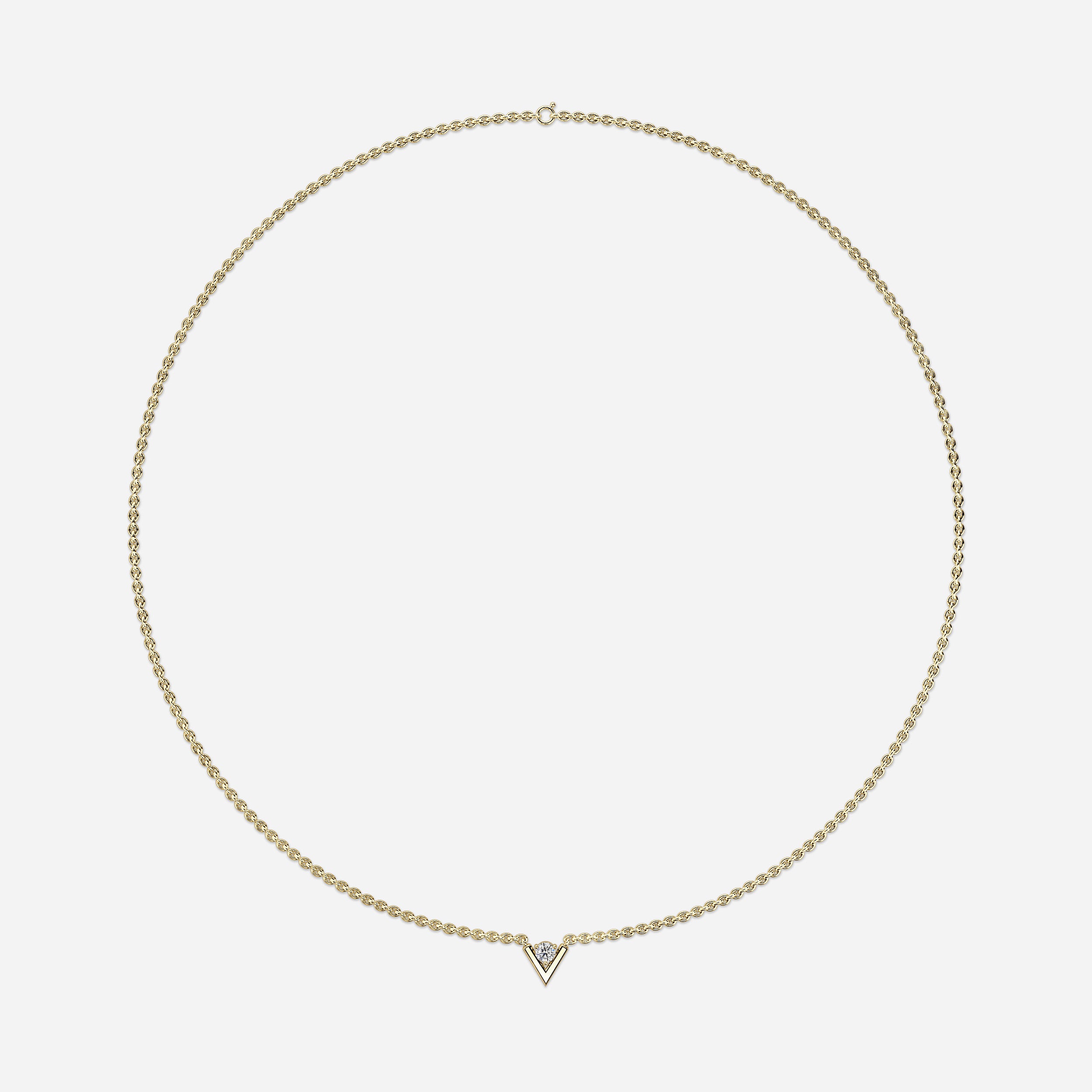 V Solitaire Necklace In 14k/18k Yellow Gold 0.25 Ct
