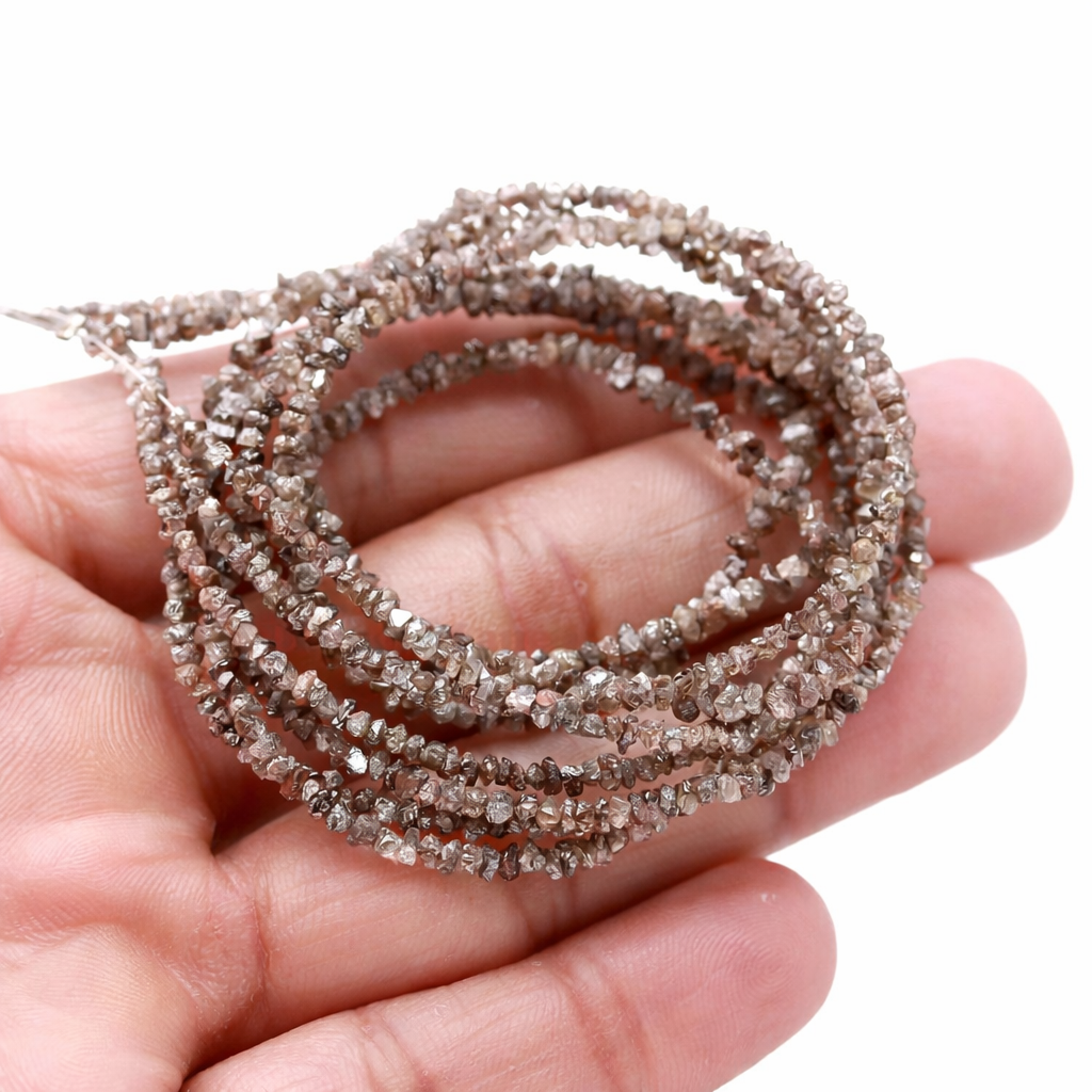 AAA+ Champagne Natural Rough Uncut Diamond Strand Beads 2-3mm