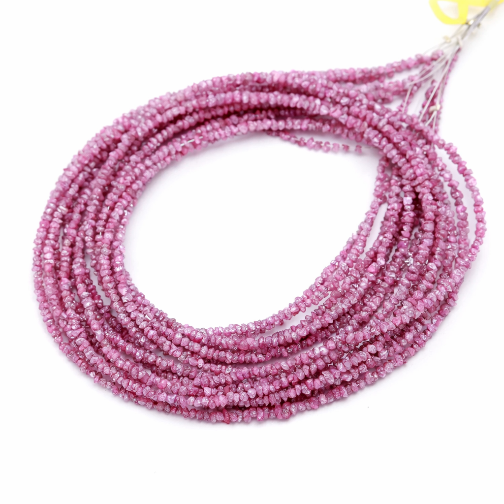 15 Inch AAA+ Natural Pink Rough Diamond Beads Strand Uncut Beads 2-3 mm