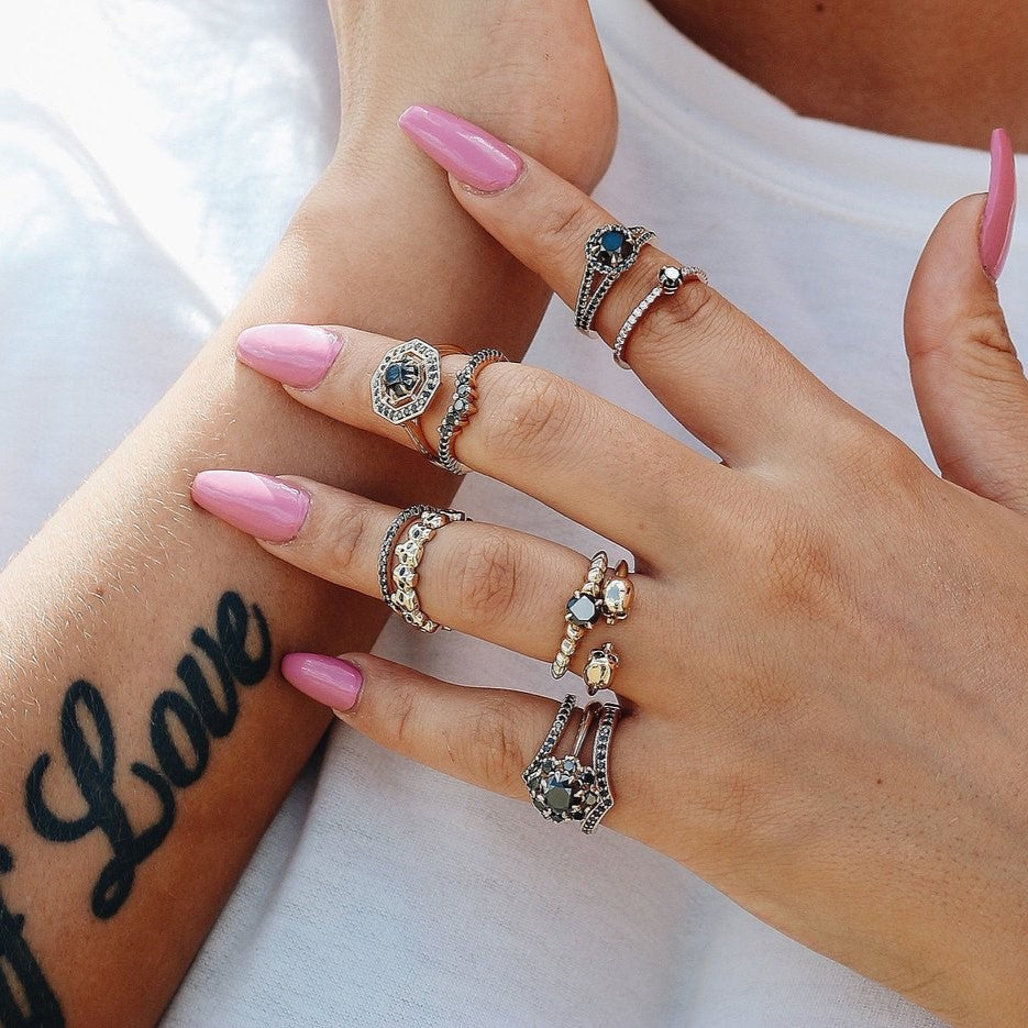 Rosario Black Diamond Ring 14k Rose Gold Gift For Her - Blackdiamond