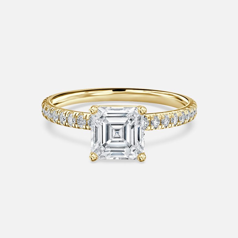 Lux Asscher Diamond Band Engagement Ring 14K / 18K Solid Gold