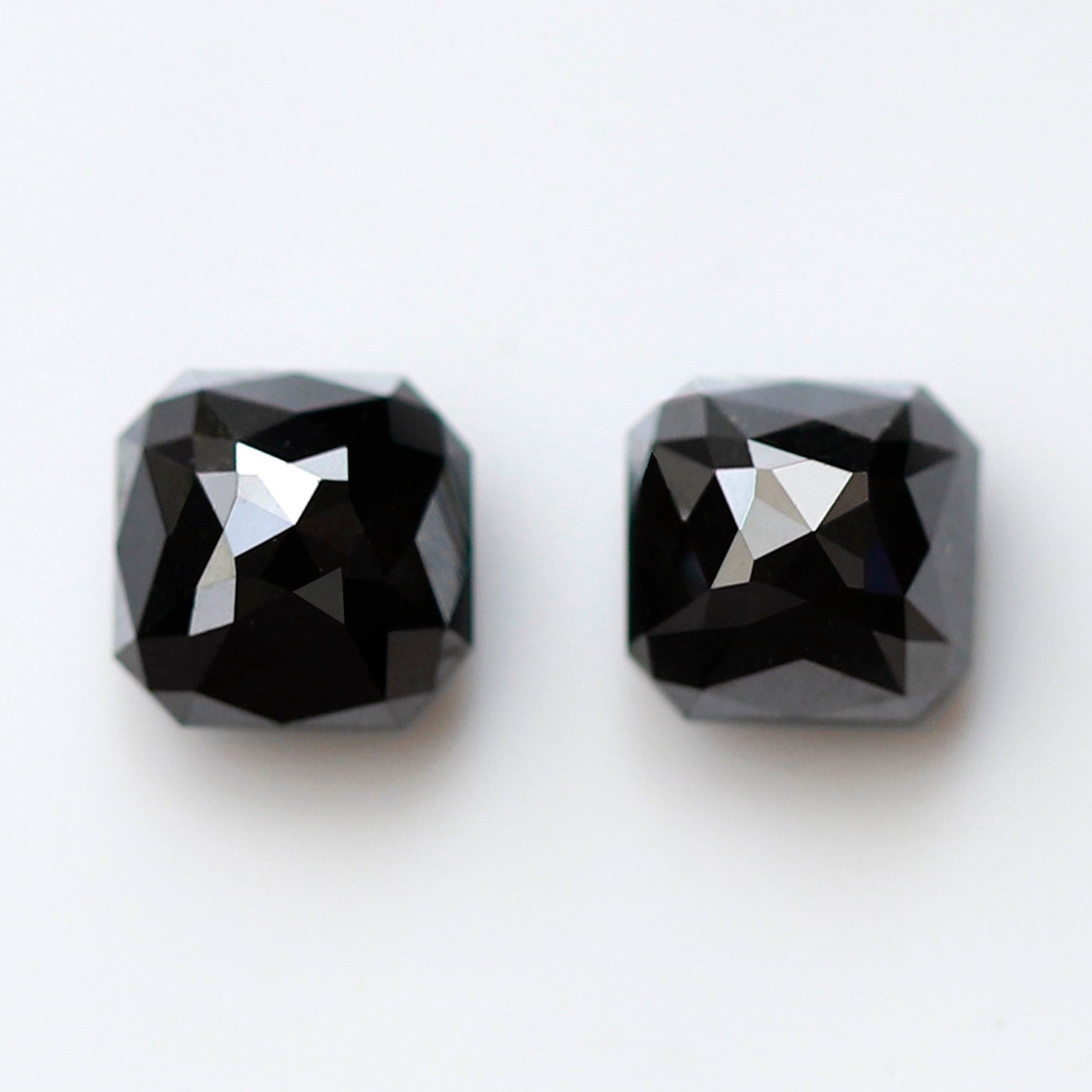 Pair of Asscher Shape Black Diamond 1.64 Carat AAA Quality Diamond 5 MM Loose Natural Black Color Diamond - Blackdiamond