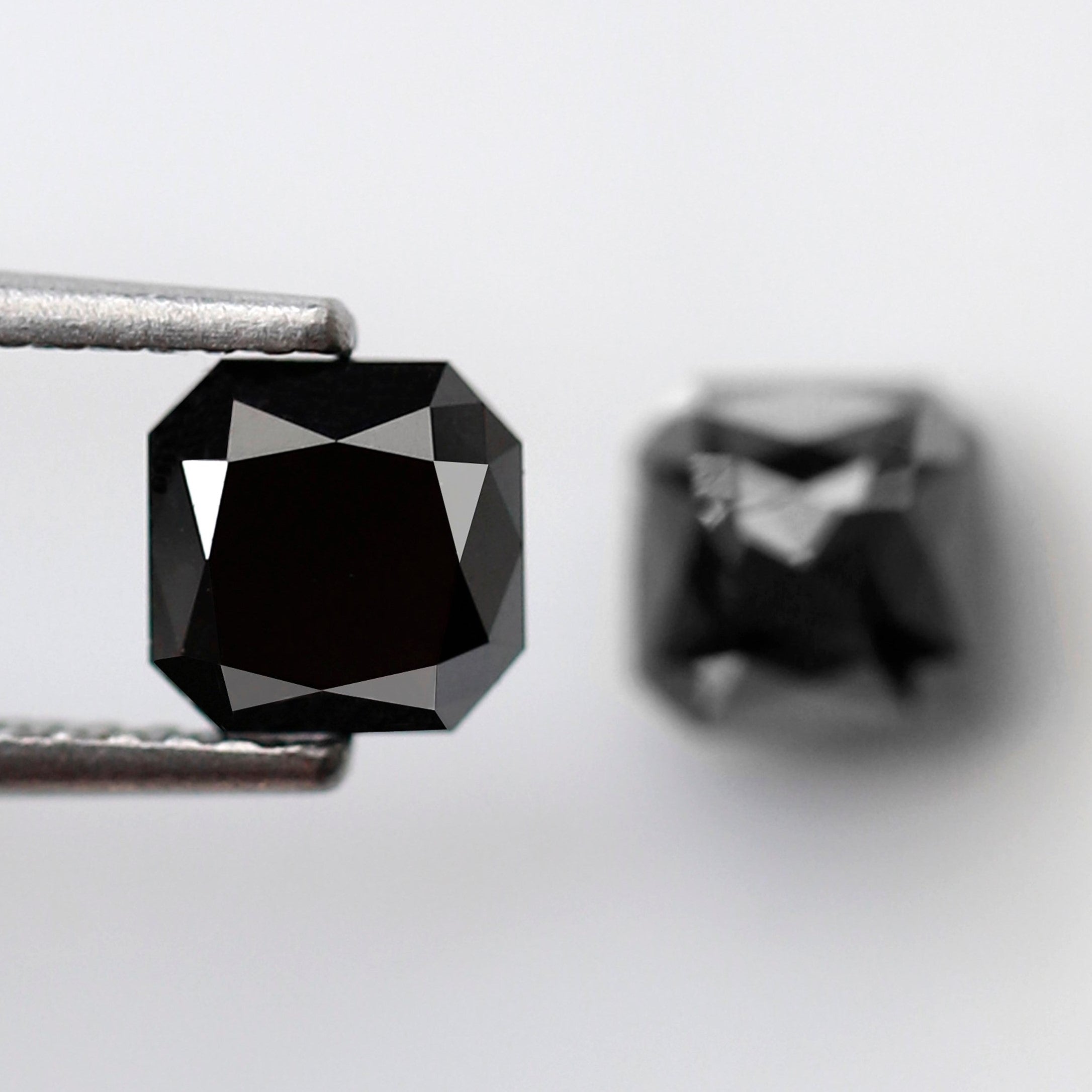 Pair of Asscher Shape Black Diamond 1.64 Carat AAA Quality Diamond 5 MM Loose Natural Black Color Diamond - Blackdiamond