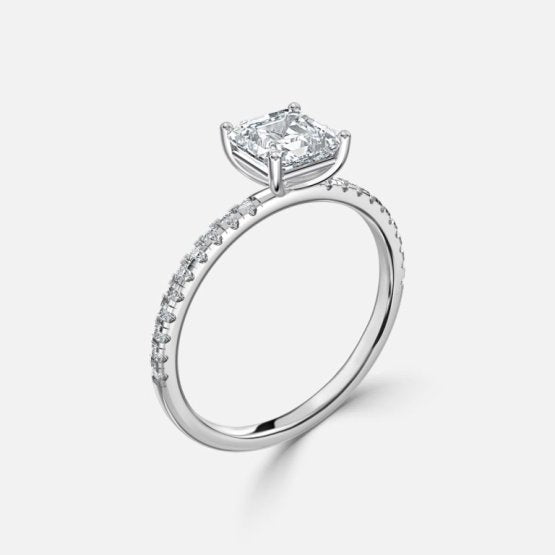 Ulip Radiant Asscher Diamond Band Engagement Ring 14K / 18K Solid Gold