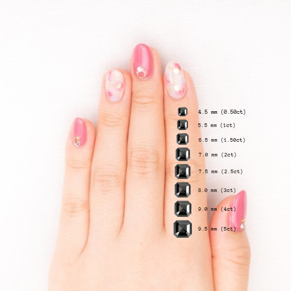asscher-cut-black-diamond-size-chart