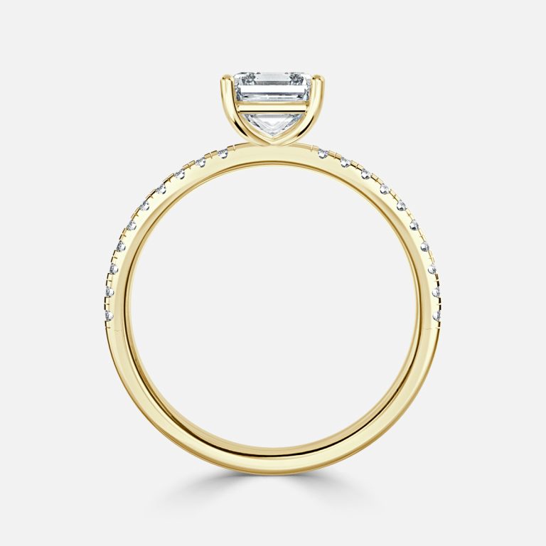 Ulip Radiant Asscher Diamond Band Engagement Ring 14K / 18K Solid Gold
