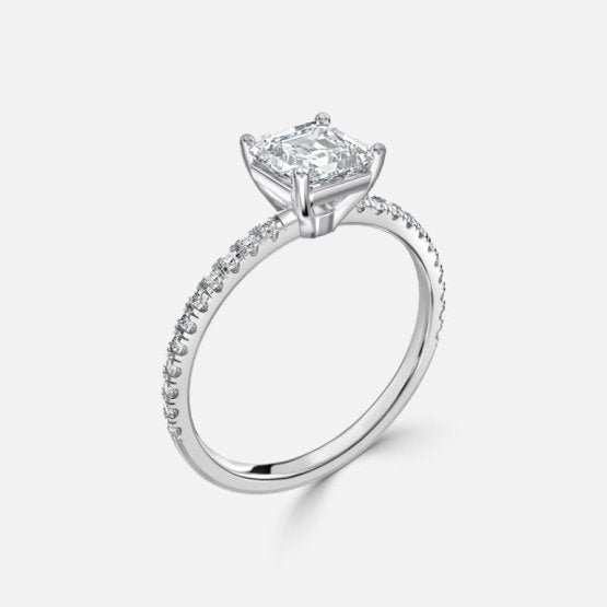 Lux Asscher Diamond Band Engagement Ring 14K / 18K Solid Gold