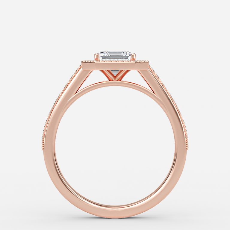 Flswin Asscher Halo Engagement Ring 14K / 18K Solid Gold