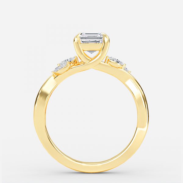 Aura Asscher Unique Diamond Engagement Ring 14K / 18K Solid Gold