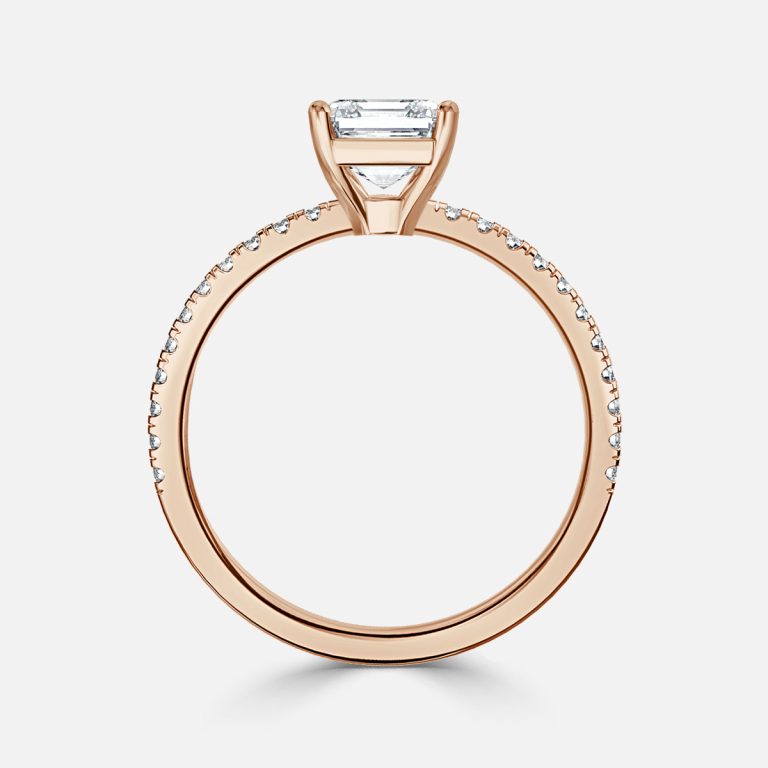 Lux Asscher Diamond Band Engagement Ring 14K / 18K Solid Gold