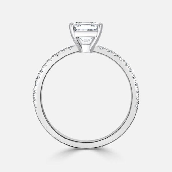 Lux Asscher Diamond Band Engagement Ring 14K / 18K Solid Gold