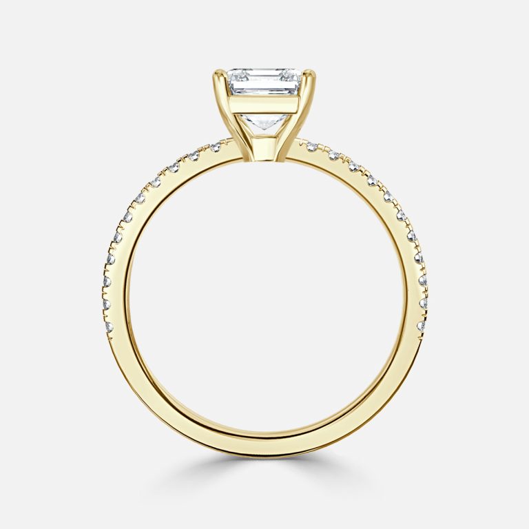 Lux Asscher Diamond Band Engagement Ring 14K / 18K Solid Gold