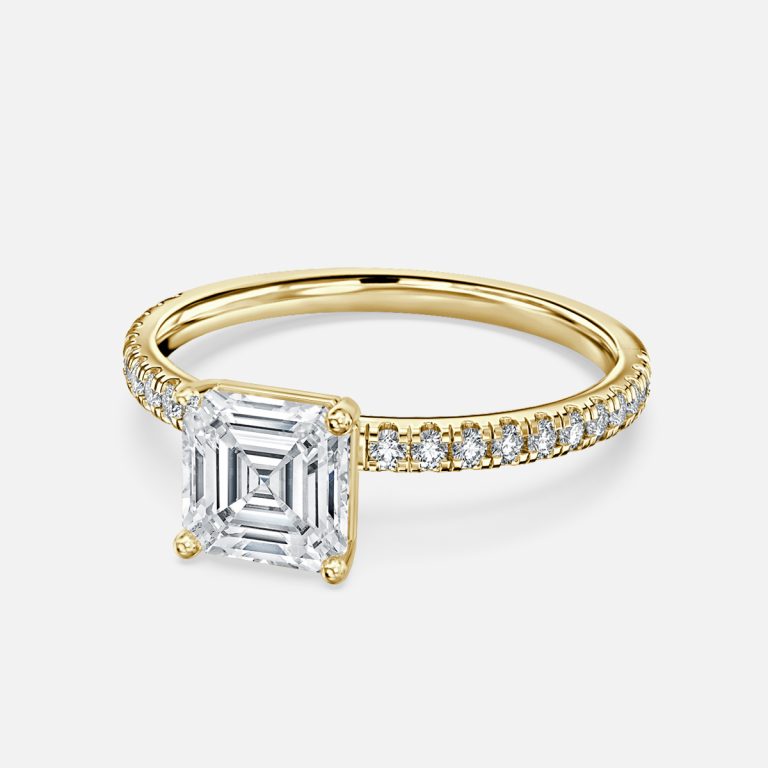 Lux Asscher Diamond Band Engagement Ring 14K / 18K Solid Gold