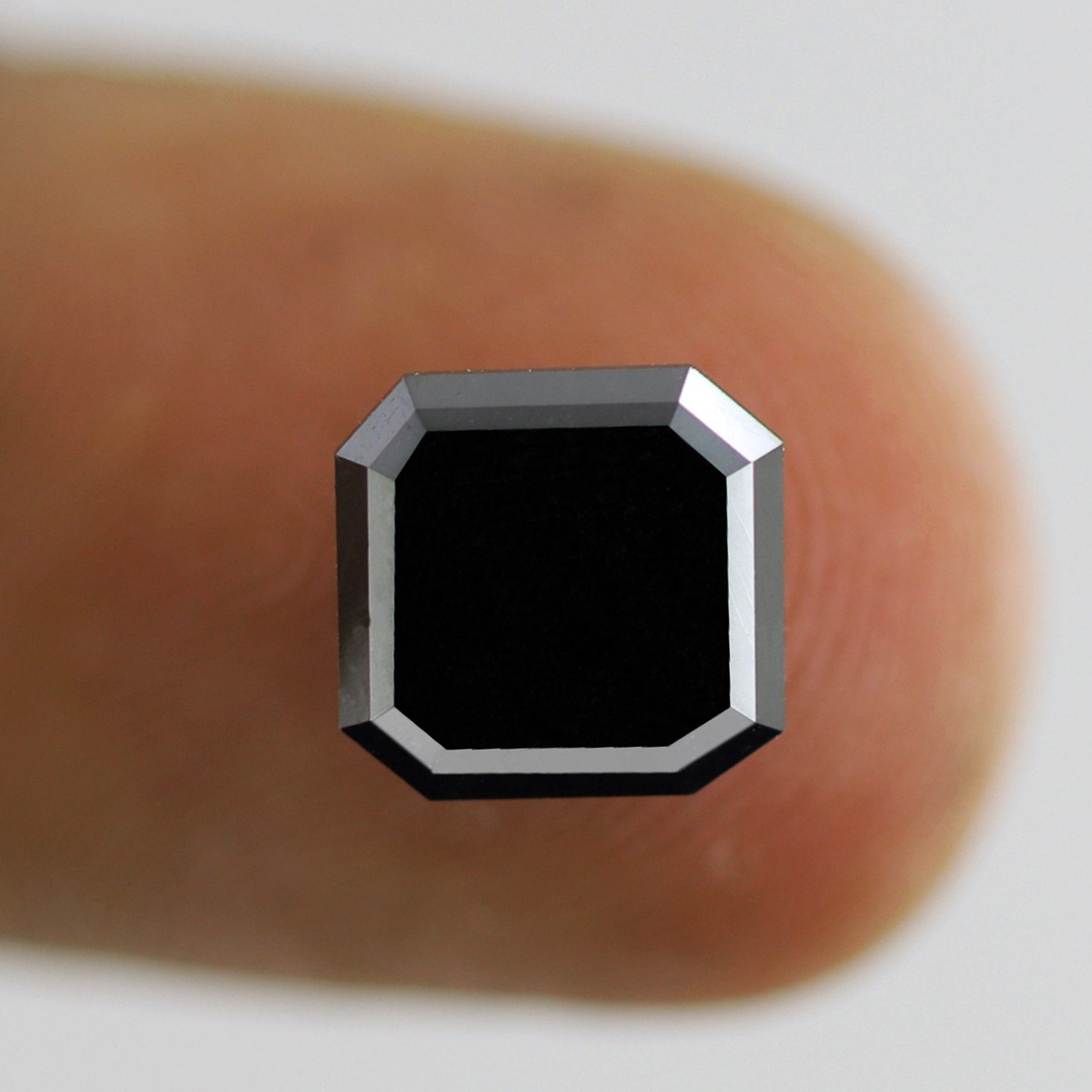 3.09 Carat Heated Black Color Fancy Asscher Shape 9 MM Loose Natural Ethically Sourced Black Diamond For Unique Custom Engagement Ring - Blackdiamond