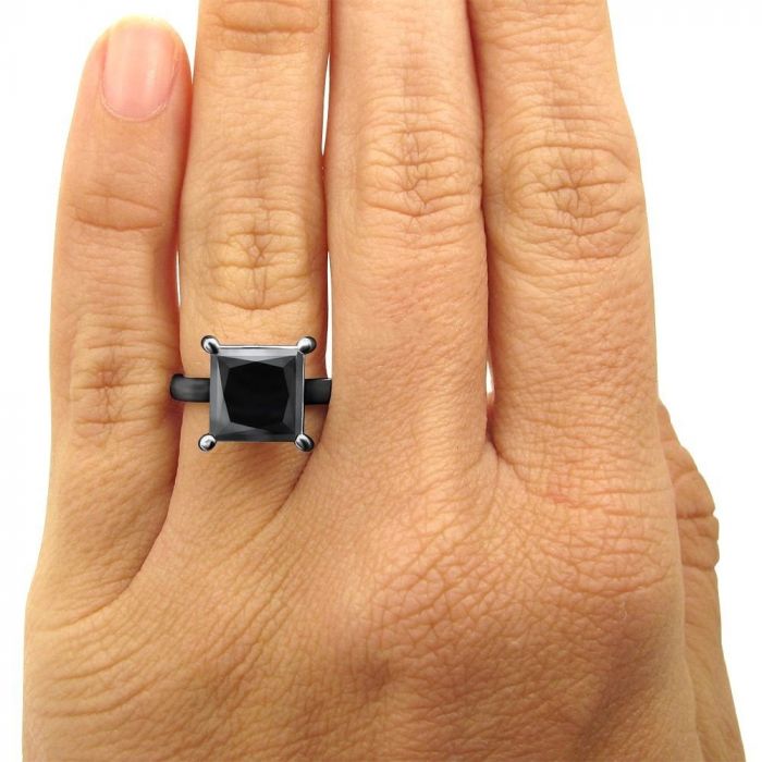 big princess cut black diamond ring