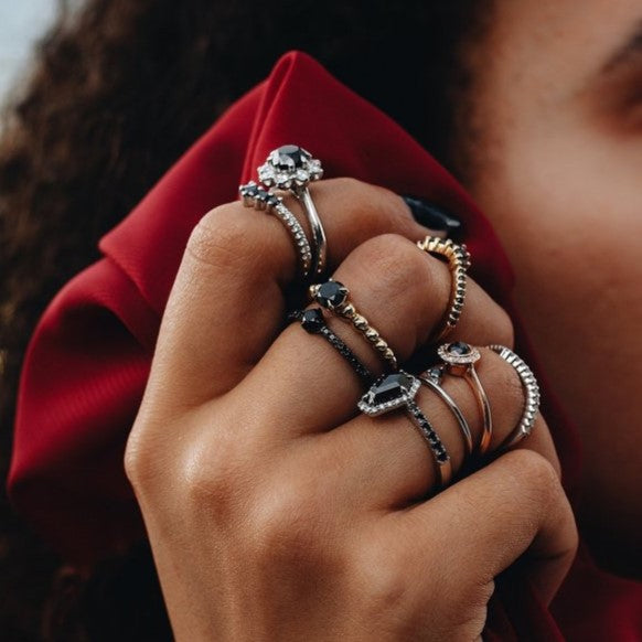 Rosario Black Diamond Ring 14k Rose Gold Gift For Her - Blackdiamond