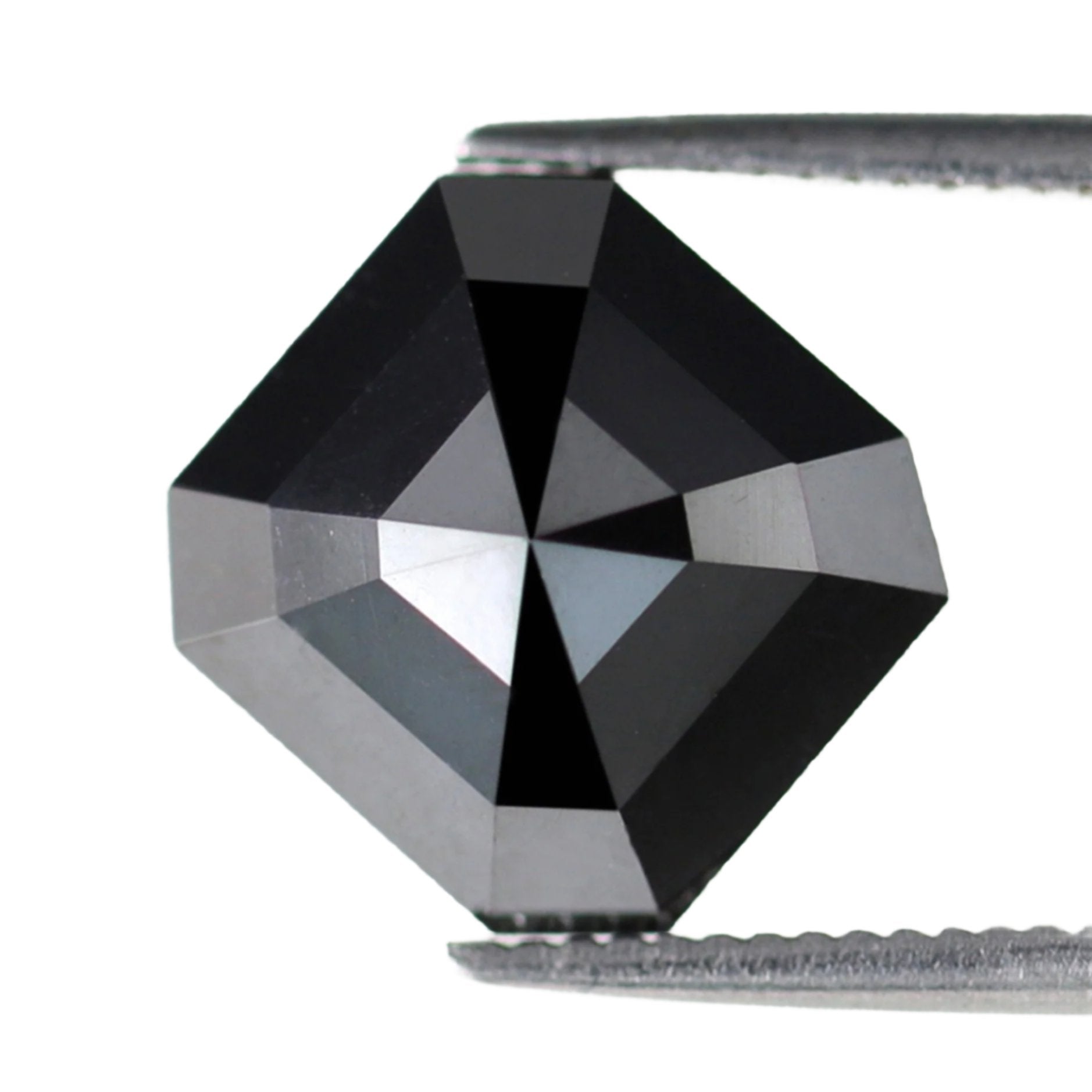 3.09 Carat Heated Black Color Fancy Asscher Shape 9 MM Loose Natural Ethically Sourced Black Diamond For Unique Custom Engagement Ring - Blackdiamond