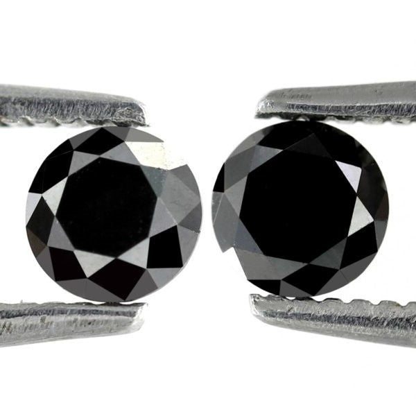 0.61 Carat 4.1 X 4.1 X 2.8 mm natural round black diamond pair for men earrings - Blackdiamond