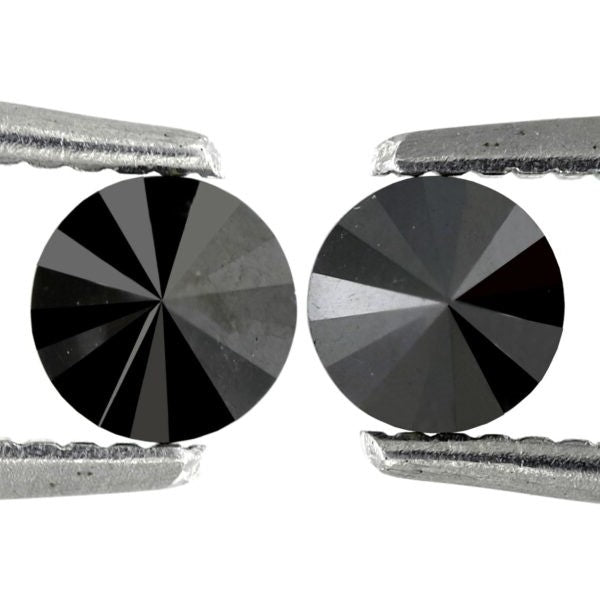 0.61 Carat 4.1 X 4.1 X 2.8 mm natural round black diamond pair for men earrings - Blackdiamond