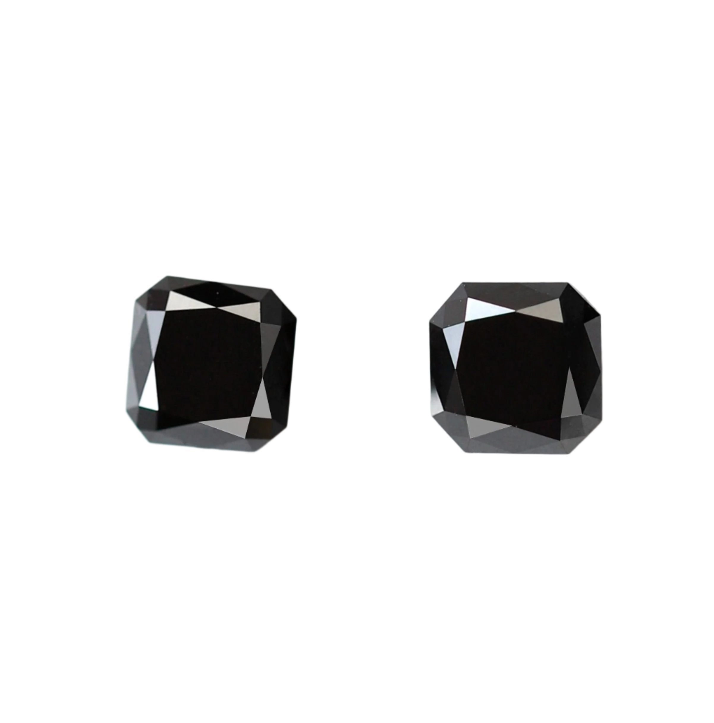 Pair of Asscher Shape Black Diamond 1.64 Carat AAA Quality Diamond 5 MM Loose Natural Black Color Diamond - Blackdiamond