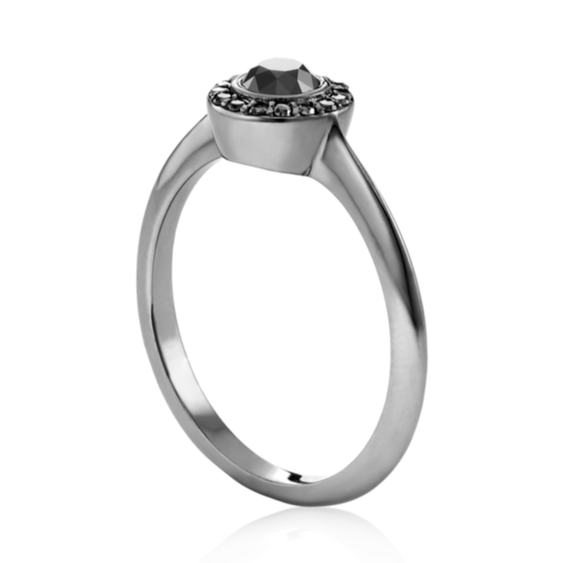 Ava Halo Black Diamond Ring 14k Black Gold - Blackdiamond