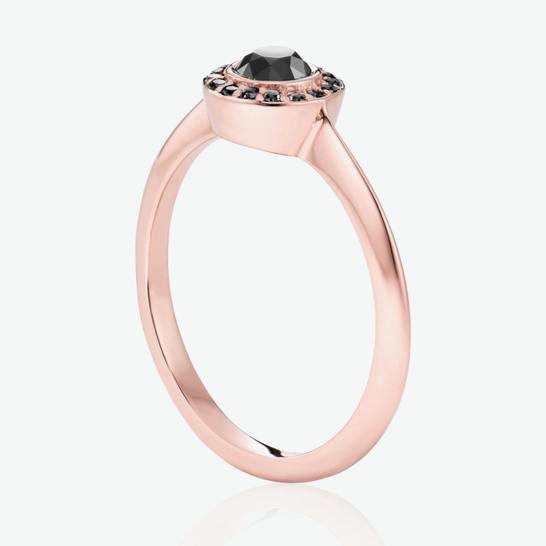 Ava Halo Black Diamond Ring 14k Black Gold - Blackdiamond