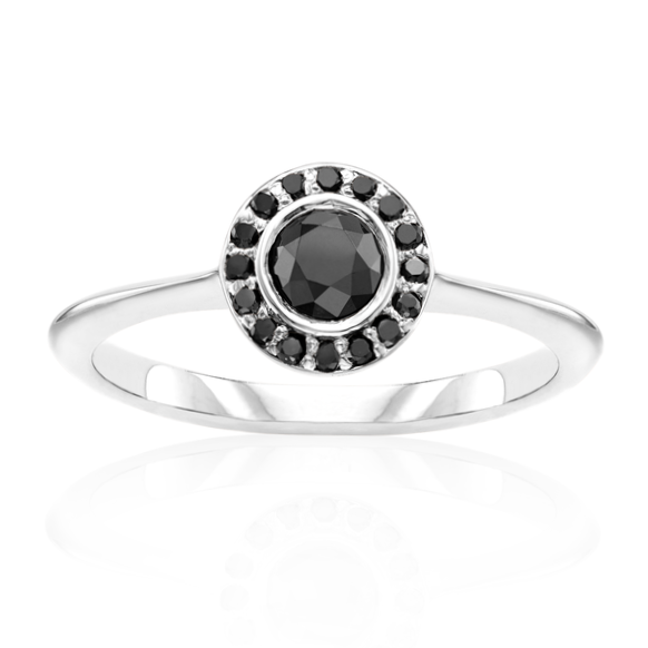 Ava Halo Black Diamond Ring 14k Black Gold - Blackdiamond