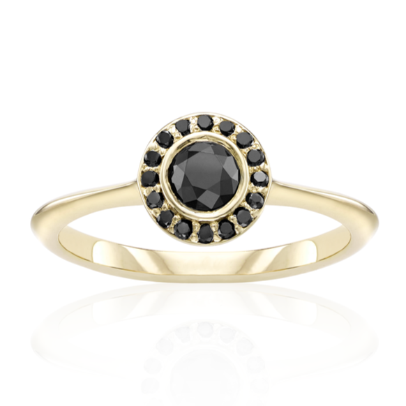 Ava Halo Black Diamond Ring 14k Black Gold - Blackdiamond